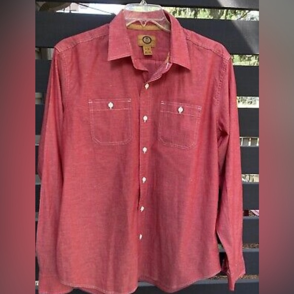 CLASSIC RED BUTTON UP DRESS SHIRT PLAIN SIZE MEDIUM - Picture 1 of 6